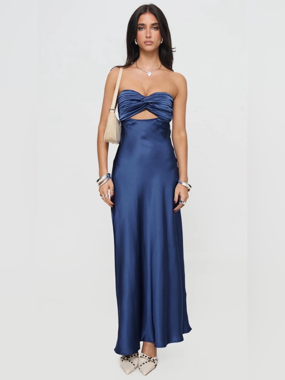 Princess Polly Faviola Strapless Maxi Dress Blue NWT Size US 0
